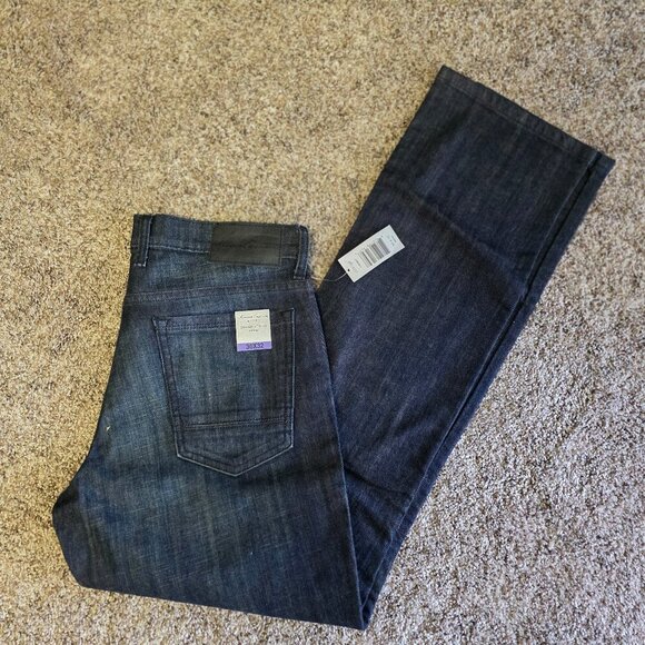 Kenneth Cole Mens Blue Jeans Straight Stretch Indigo 30W x 32 NWT - Picture 1 of 3